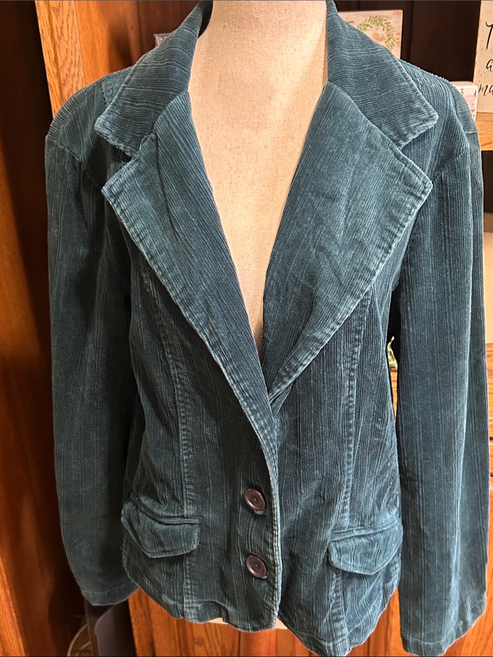 Notations Teal Corduroy Blazer Jacket Large